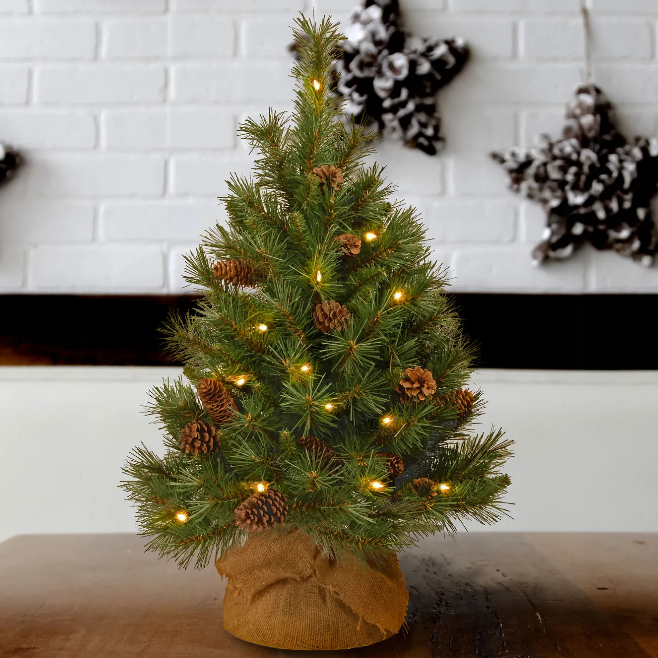 Sale 3 ft.Pre-Lit Pine Cone Tree with LED Lights Tabletop|Pre-Lit