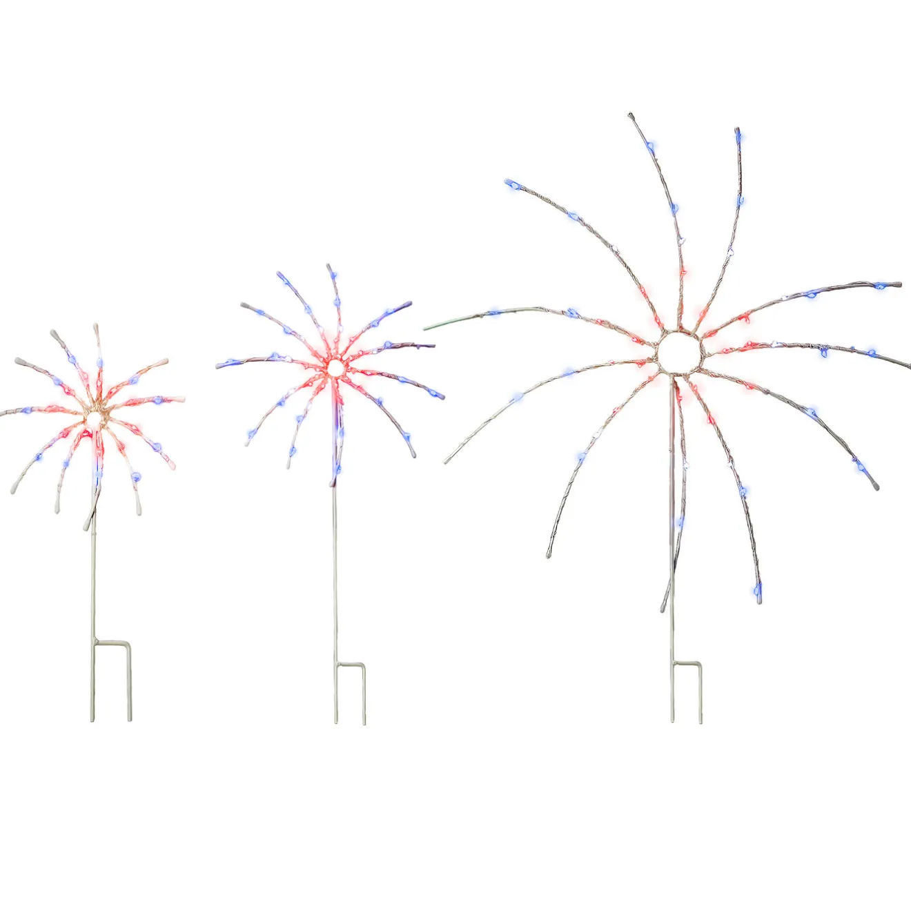Best 16 in. 24 in. 36 in. Patriotic Light Up Fireworks Lawn Decor with LED Lights Decorations
