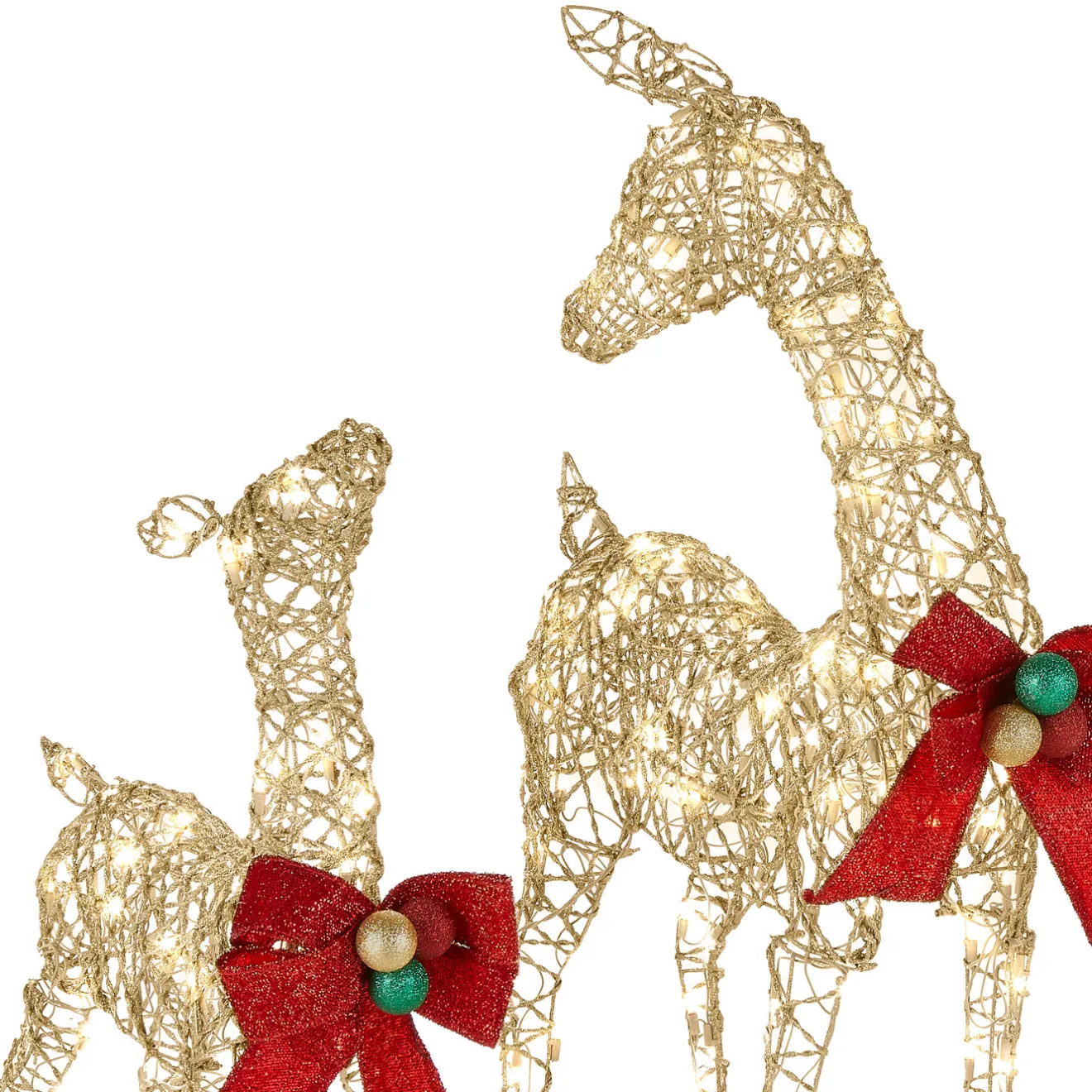 Hot 60 in., 52 in. and 36 in. Champagne Glitter Deer Family with 370 Warm White LED Lights Yard Decorations
