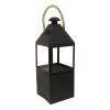 New 29 in. Matte Black Finish Enclosed Glass Outdoor Lantern Candleholder Outdoor Lighting