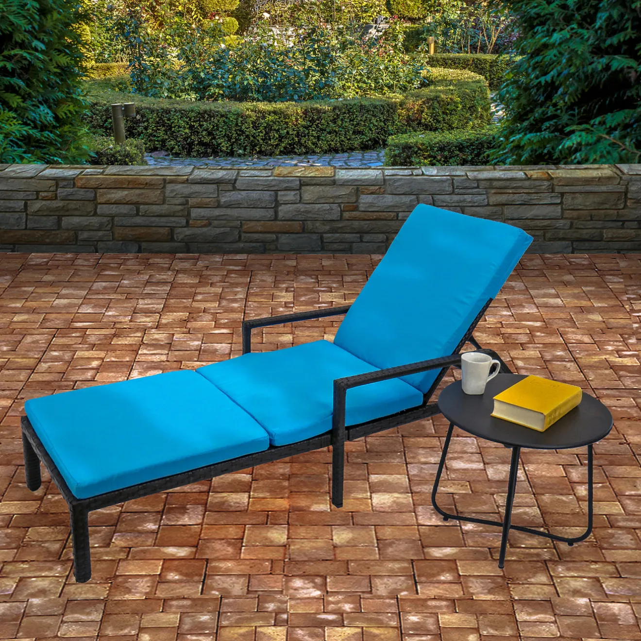 Best 79 in. All Weather PE Wicker Chaise Lounge Patio Furniture