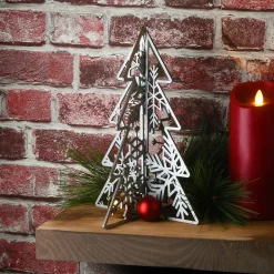 Hot 10 in. and 7 in. Silver Christmas Trees Table Decor, Lightweight Wood, Set of 2 Decorative Accents