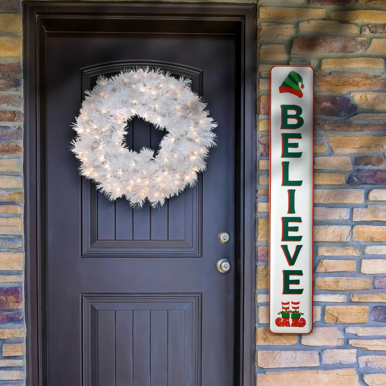 Hot 47 in. Believe Vertical Holiday Wall Sign Decorative Accents