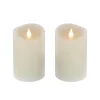 Hot 2 in. by 5 in. HGTV Home Collection Flameless Heritage Pillar Candle Pair, Ivory Decorative Accents
