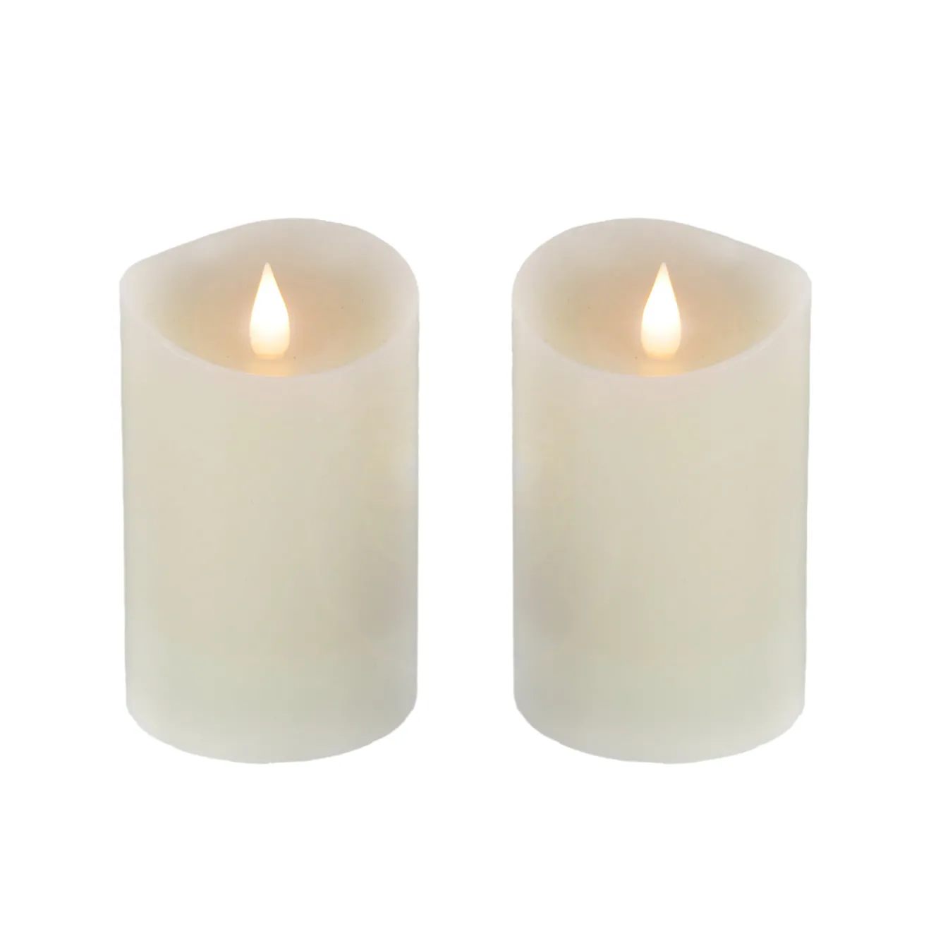 Hot 2 in. by 5 in. HGTV Home Collection Flameless Heritage Pillar Candle Pair, Ivory Decorative Accents