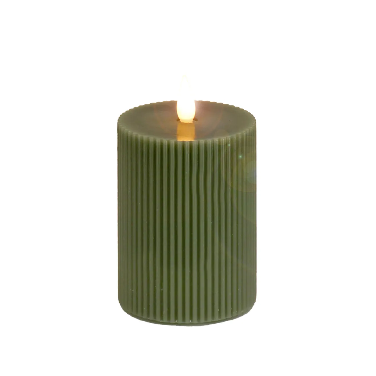 Online 3 in. by 5 in. HGTV Home Collection Flameless Georgetown Pillar Candle, Dk Green Decorative Accents