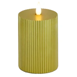 Online 5 in. by 11 in. HGTV Home Collection Flameless Georgetown Pillar Candle, Gold Decorative Accents