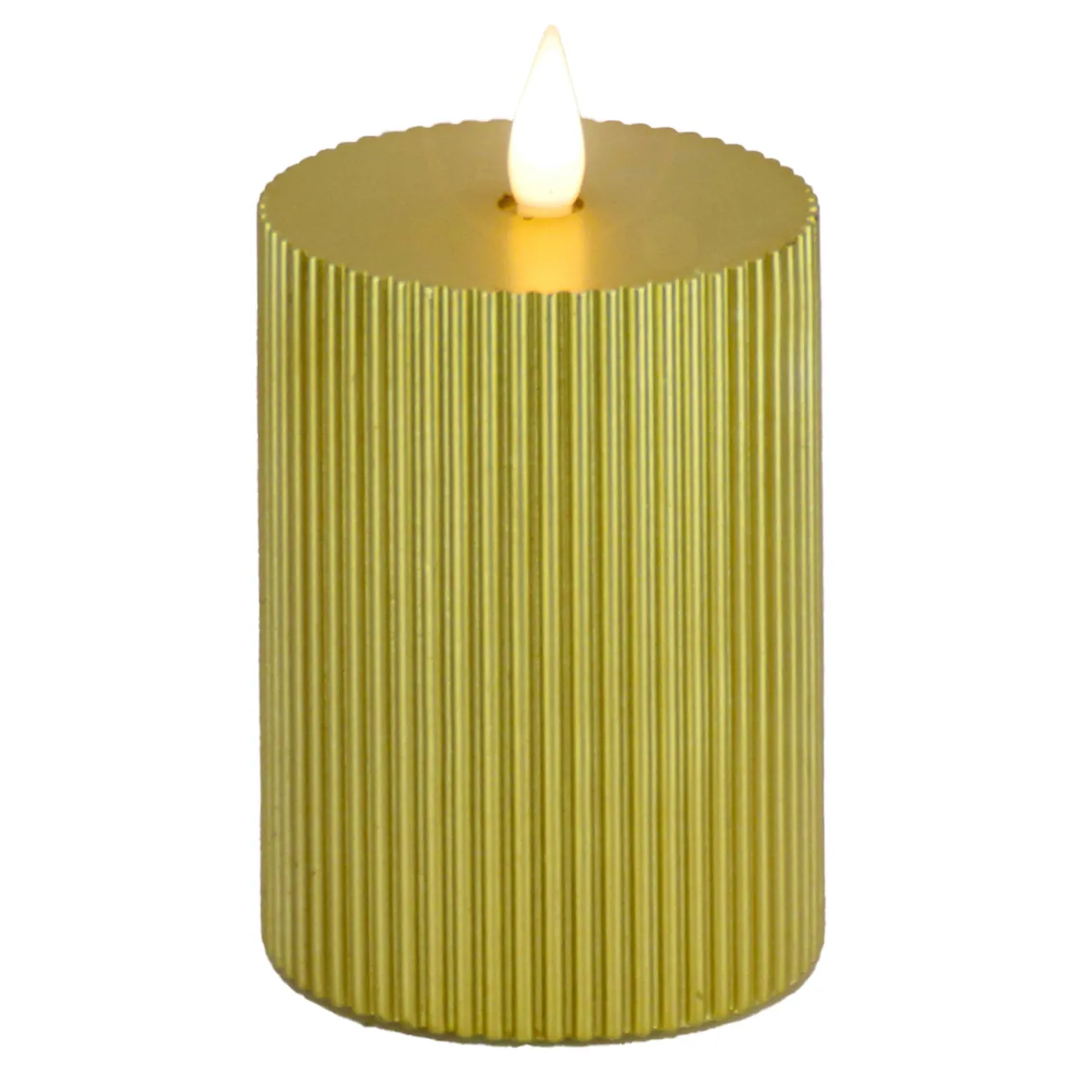 Online 5 in. by 11 in. HGTV Home Collection Flameless Georgetown Pillar Candle, Gold Decorative Accents