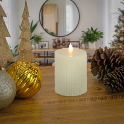 Discount 4 in. by 6 in. HGTV Home Collection Flameless Georgetown Pillar Candle, Ivory Decorative Accents
