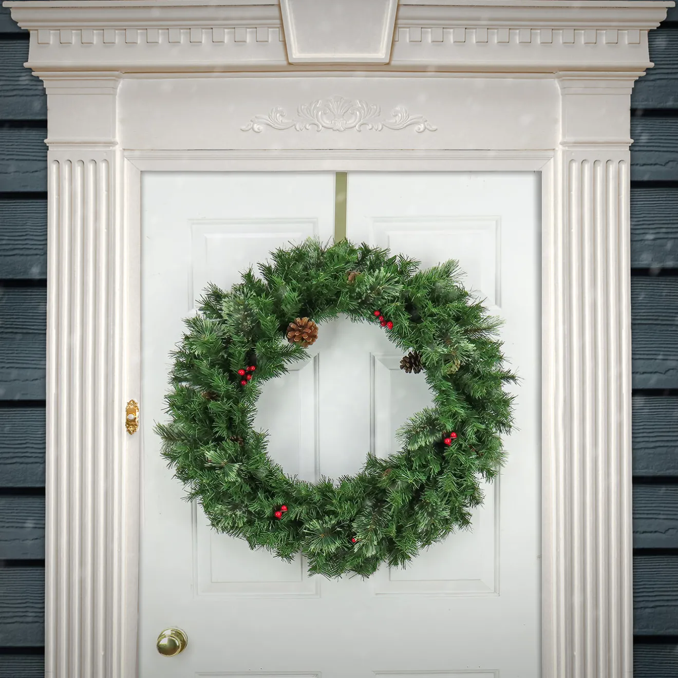 Sale 30 in. Cashmere Wreath with Pinecones and Red Berries Unlit Christmas Wreaths|25-36 Inch Christmas Wreaths