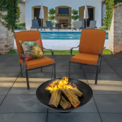Discount 32 in. Cast Iron Outdoor Fire Pit Bowl with Black Screen Cover Firepits