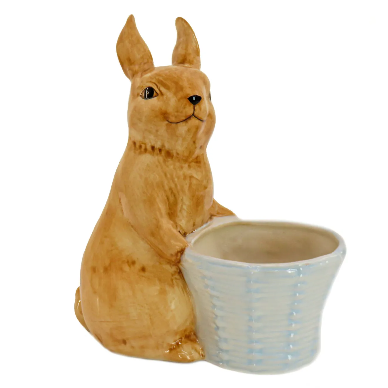 Discount 11 in. Ceramic Bunny with Basket Table Decoration Table Decorations
