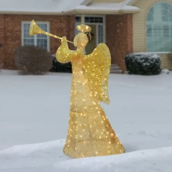 Best 60 in. Champagne Angel Decoration with LED Lights Yard Decorations