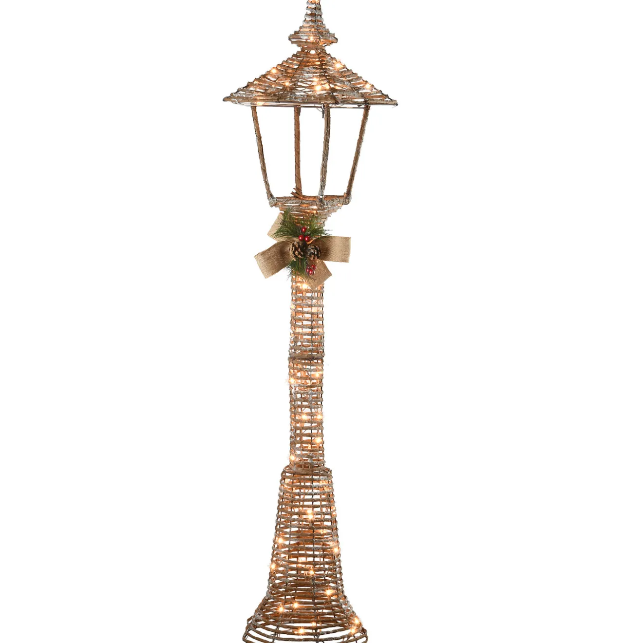 Outlet 60 in. Champagne Vine Lamppost Decoration with Clear Lights Yard Decorations