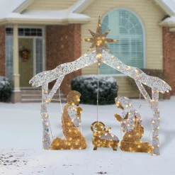 Discount 55 in. Crystal Splendor Prelit Nativity Set Yard Decorations