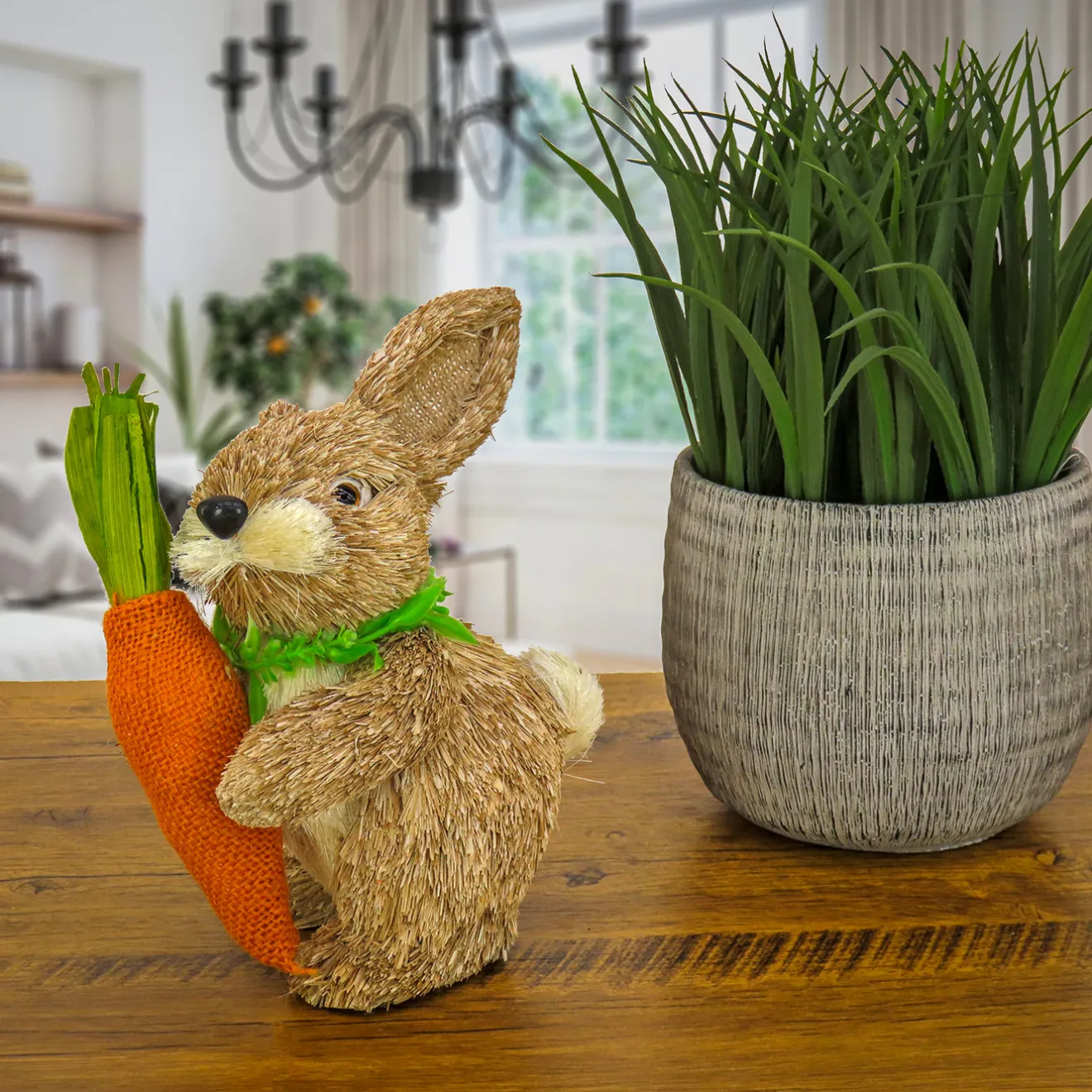 Discount 12 in. Cute Easter Bunny Holding Carrot Table Decoration Table Decorations