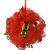 Sale 12 in. Decorative Collection Red Ribbon Kissing Ball Decorative Accents