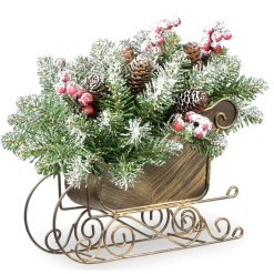 Hot 10 in. Dunhill Fir Sleigh Centerpiece Centerpieces