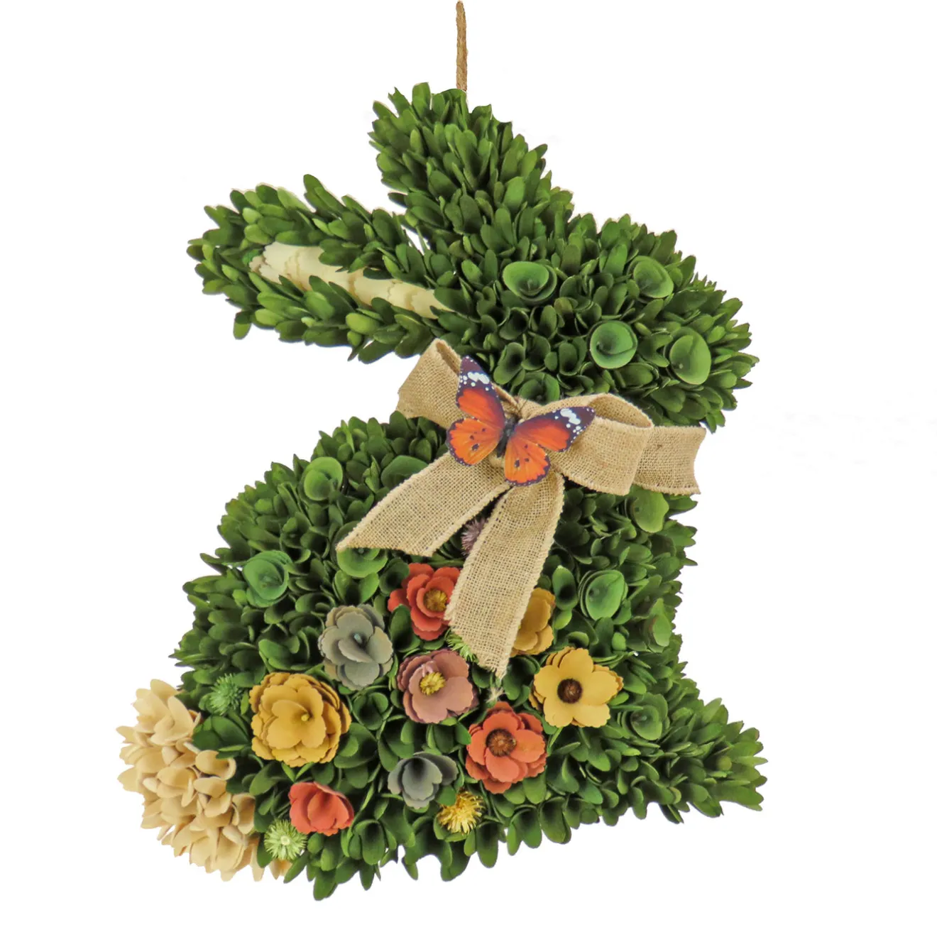 Best 22 in. Easter Bunny Hanging Silhouette Decorated with Colorful Flower Blooms Wreaths
