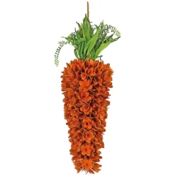 Sale 28 in. Easter Carrot Hanging Decoration Decorated with Orange Flower Blooms Wreaths