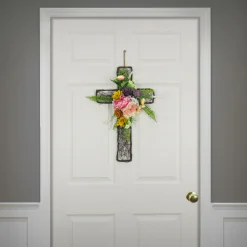 Hot 23 in. Easter Floral Cross Decoration Wreaths