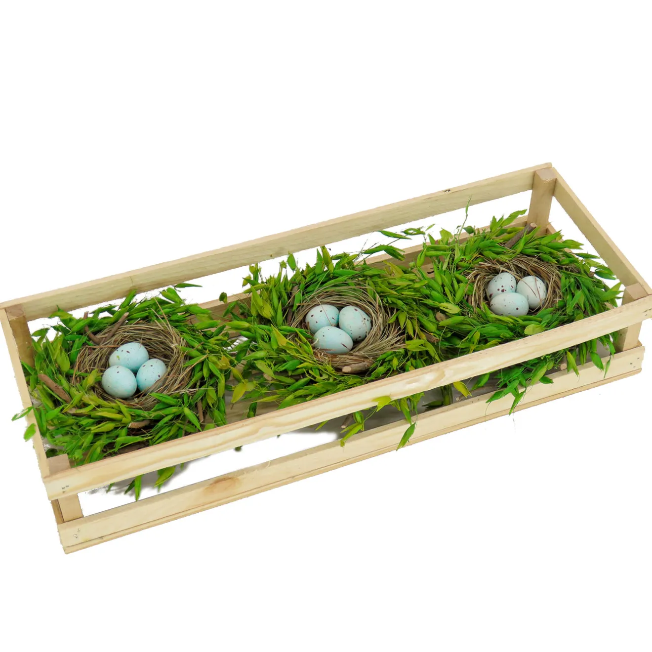 Sale 17 in. Easter Triple Nest Table Decoration Decorated with Pastel Eggs, and Wooden Box Table Decorations