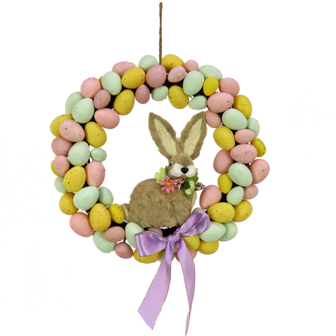 Sale 16 in. Easter Wreath Decorated with Pastel Eggs and Bunny Wreaths