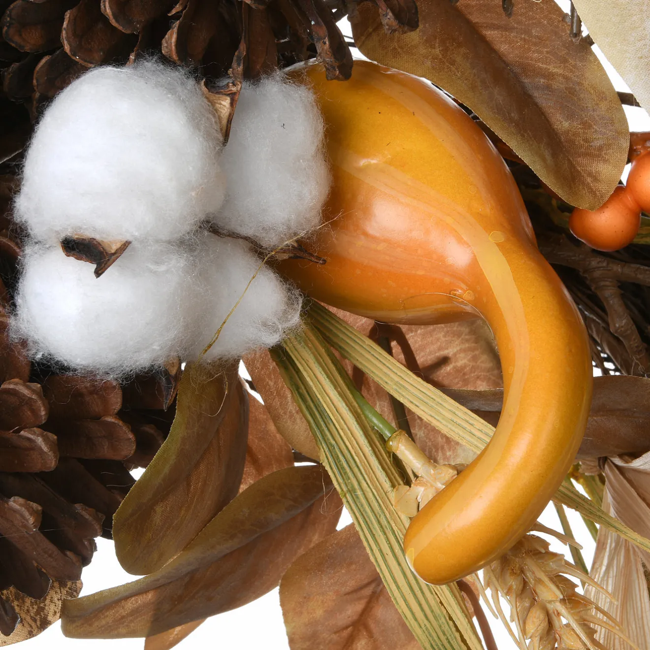 Discount 36 in. Fall Door Decoration with Pine Cones, Pumpkins, Gourds, Assorted Leaves Fall Decorations