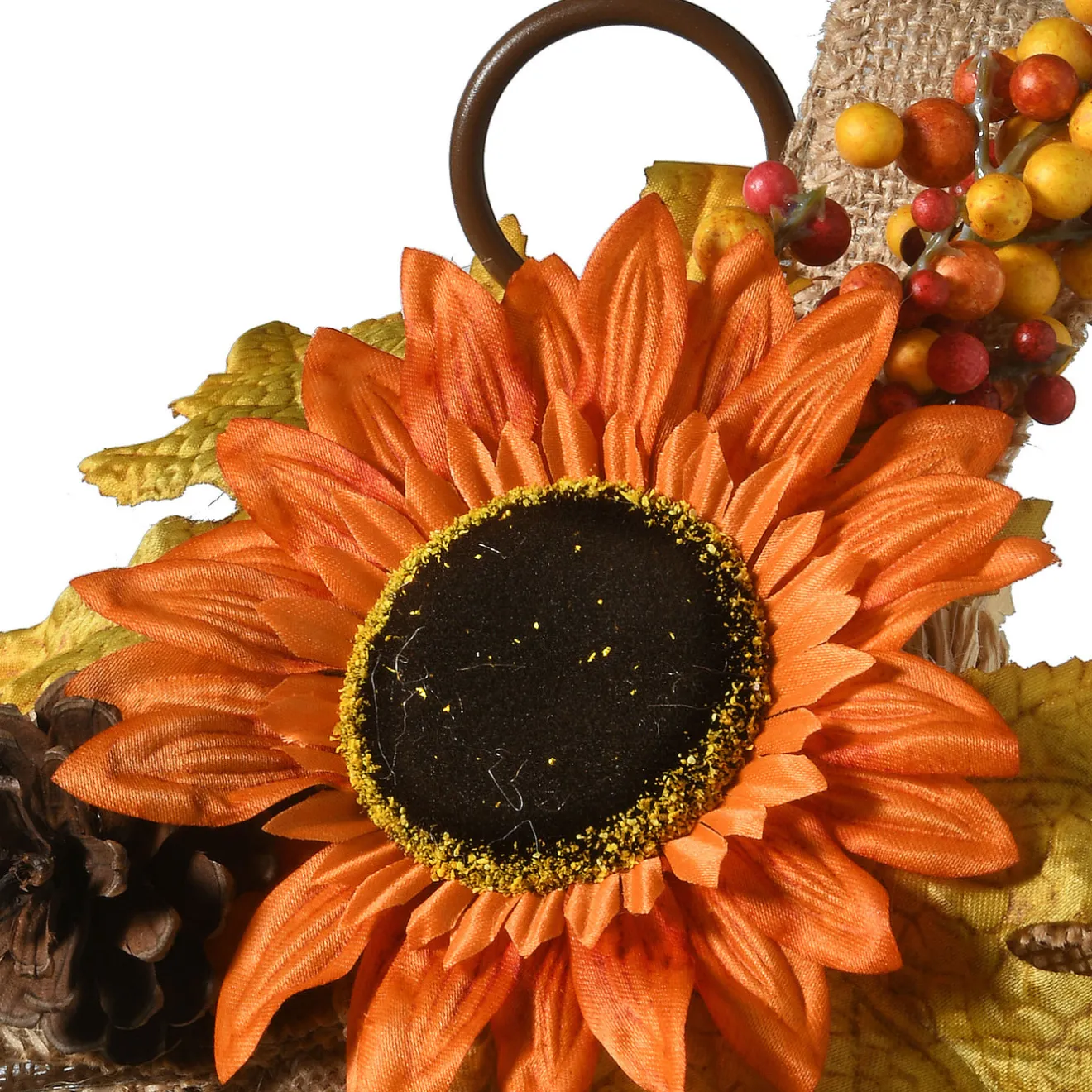 Clearance 12 in. Fall Lantern with LED Lights, Filled with Sunflower Blooms, Leaves, Pinecones, Berry Clusters Fall Decorations