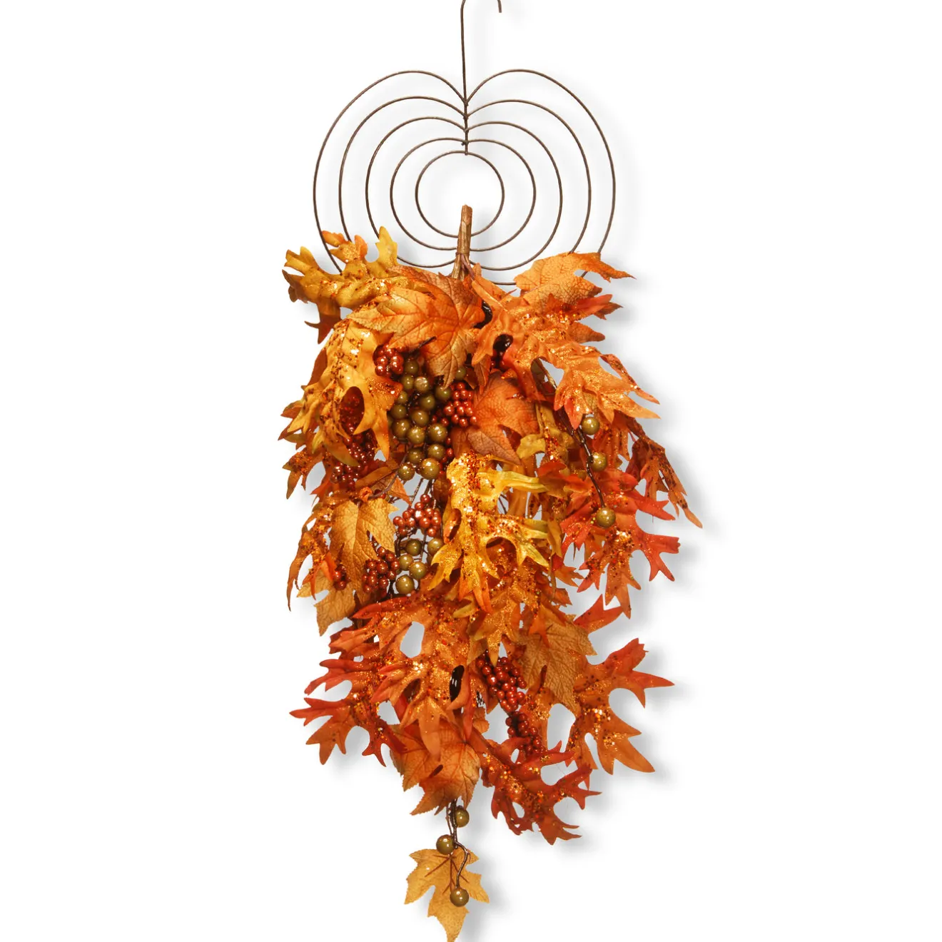Hot 36 in. Fall Teardrop Wall Decoration with Berry Clusters, Maple Leaves Fall Decorations