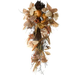 Outlet 30 in. Fall Teardrop with Pine Cones, Berry Clusters, Pumpkins, Assorted Leaves Fall Decorations