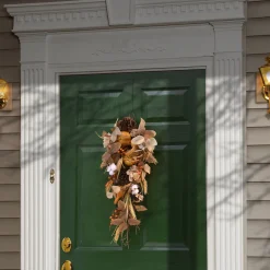 Outlet 30 in. Fall Teardrop with Pine Cones, Berry Clusters, Pumpkins, Assorted Leaves Fall Decorations