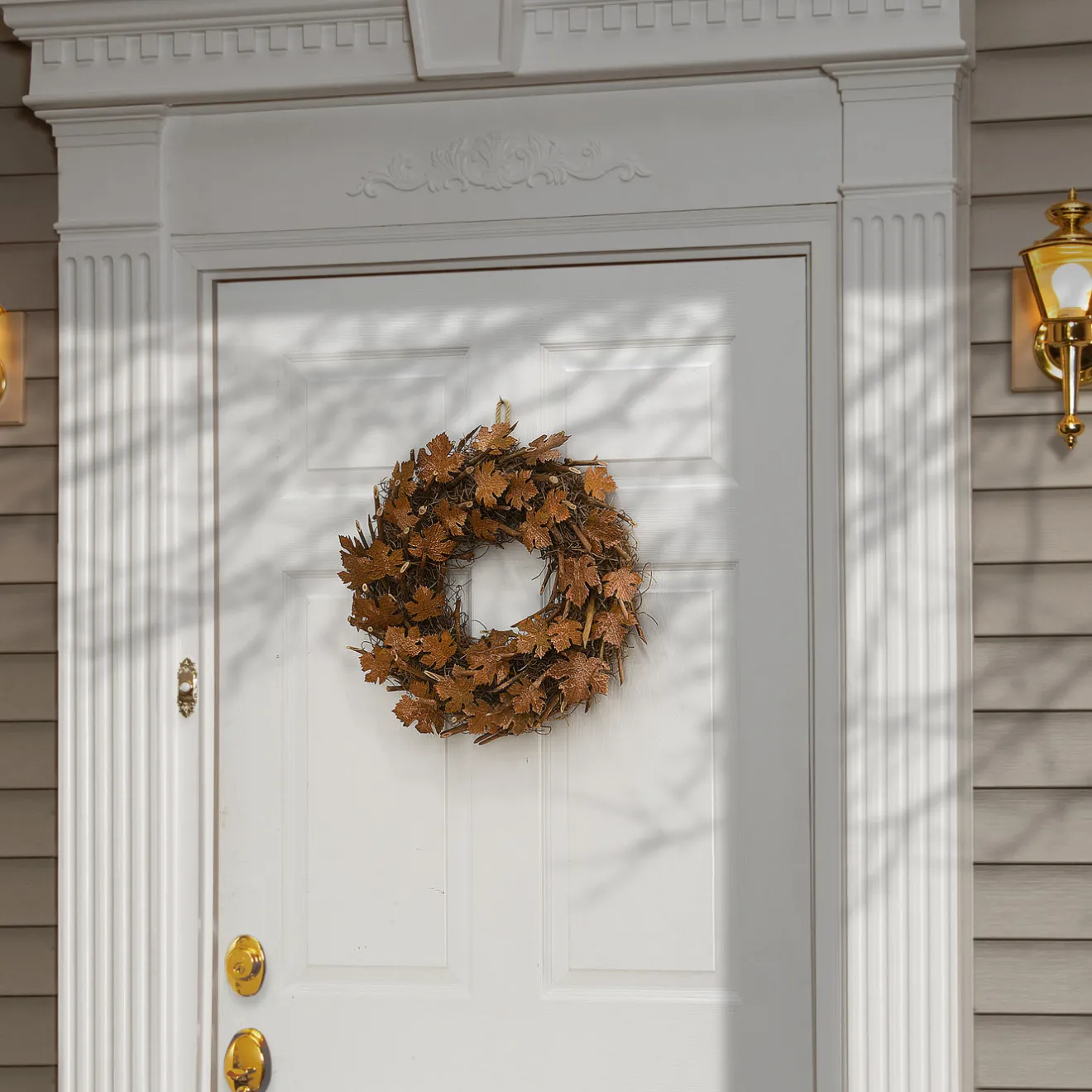 18 in. Fall Wreath with Brown Maple Leaves Wreaths