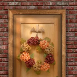Outlet 24 in. Fall Wreath with Hydrangeas, Elm Leaves, Burlap Ribbon Wreaths