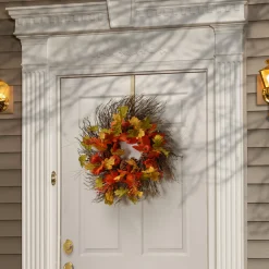 26 in. Fall Wreath with Pumpkins, Pinecones, Berry Clusters, Assorted Leaves Wreaths