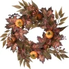 New 24 in. Fall Wreath with Pumpkins, Berry Clusters, Ivy, Maple Leaves Wreaths
