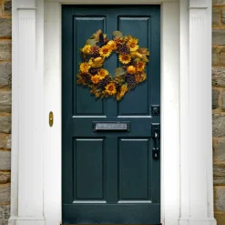 Outlet 22 in. Fall Wreath with Pumpkins, Gourds, Pinecones, Sunflowers, Berry Clusters, Assorted Leaves Wreaths