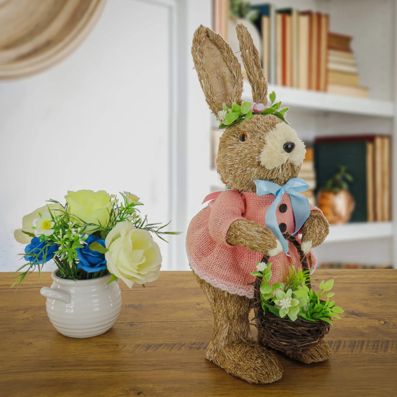 New 10 in. Female Bunny in Pink Dress Table Decoration Table Decorations