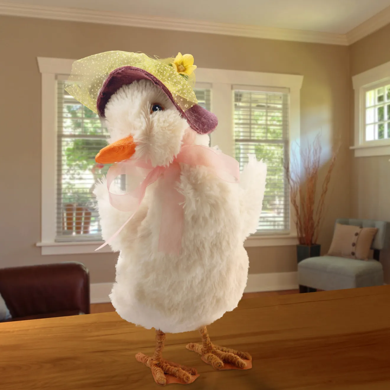 12 in. Female Fancy Easter Duckling Table Decoration Table Decorations