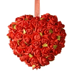 Online 7 in. Floral Red Roses Heart Wreaths