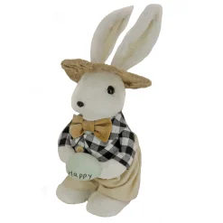 Discount 12 in. Fluffy Bowtie Male Easter Bunny Holding Easter Egg Table Decoration Table Decorations