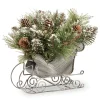 Online 10 in. Glittery Bristle Pine Sleigh Centerpieces