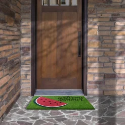 Discount 30 in. Green Welcome Summer Watermelon Coir Doormat Home Rugs
