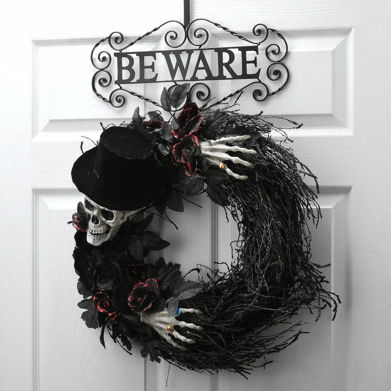 Clearance 16 in. Halloween Beware Wreath Hanger Wreaths