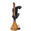 Clearance 13 in. Halloween Black Cat with a Broom Tabletop Decoration Indoor Decorations
