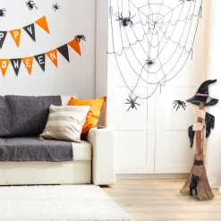 Outlet 48 in. Halloween Broom with Arms & Witch Hat Indoor Decorations