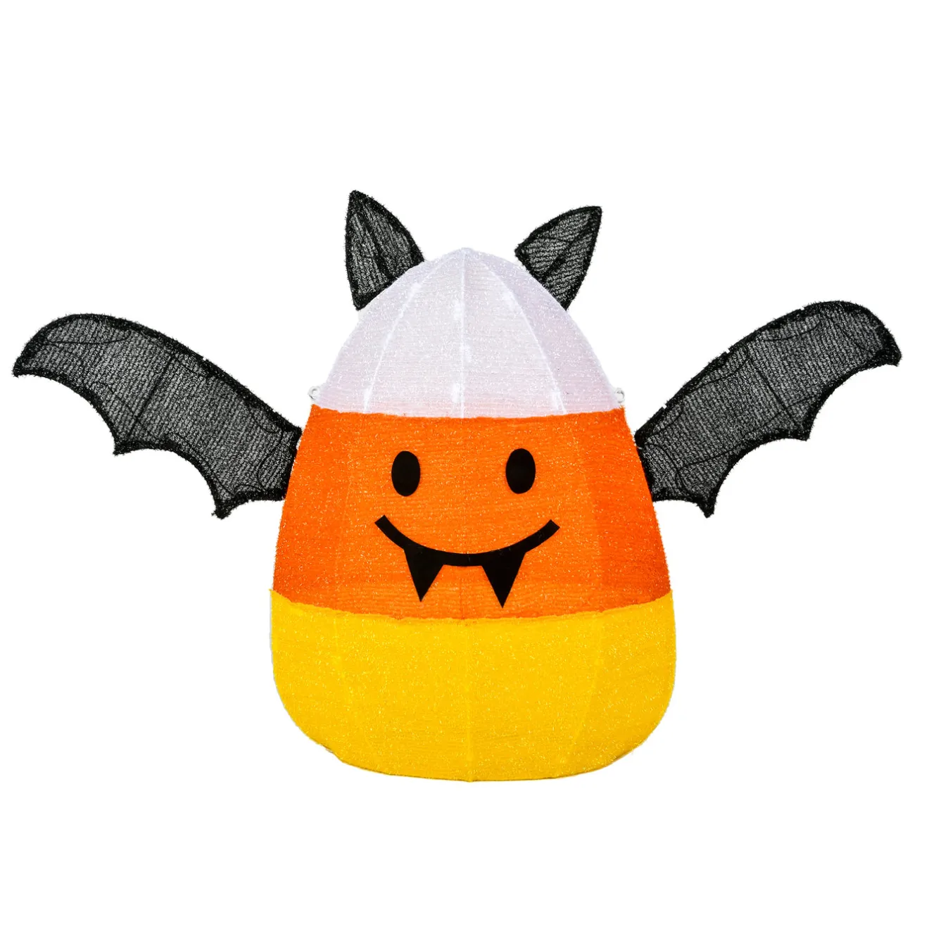 Online 27 in. Halloween Candy Corn Bat Outdoor Lawn Decoration with LED Lights Outdoor Decorations