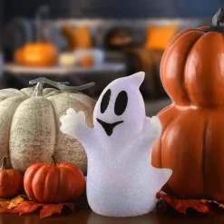 New 9 in. Halloween Changes Color White Ghost Decoration with LED Lights Indoor Decorations