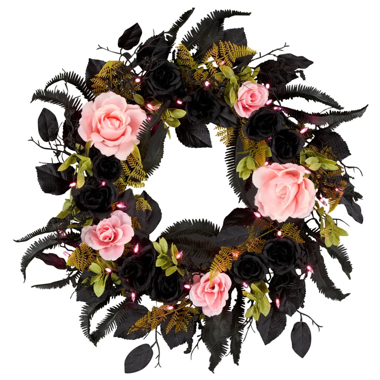 Sale 24 in. Halloween Cute and Creep Wreath and LED Lights Wreaths