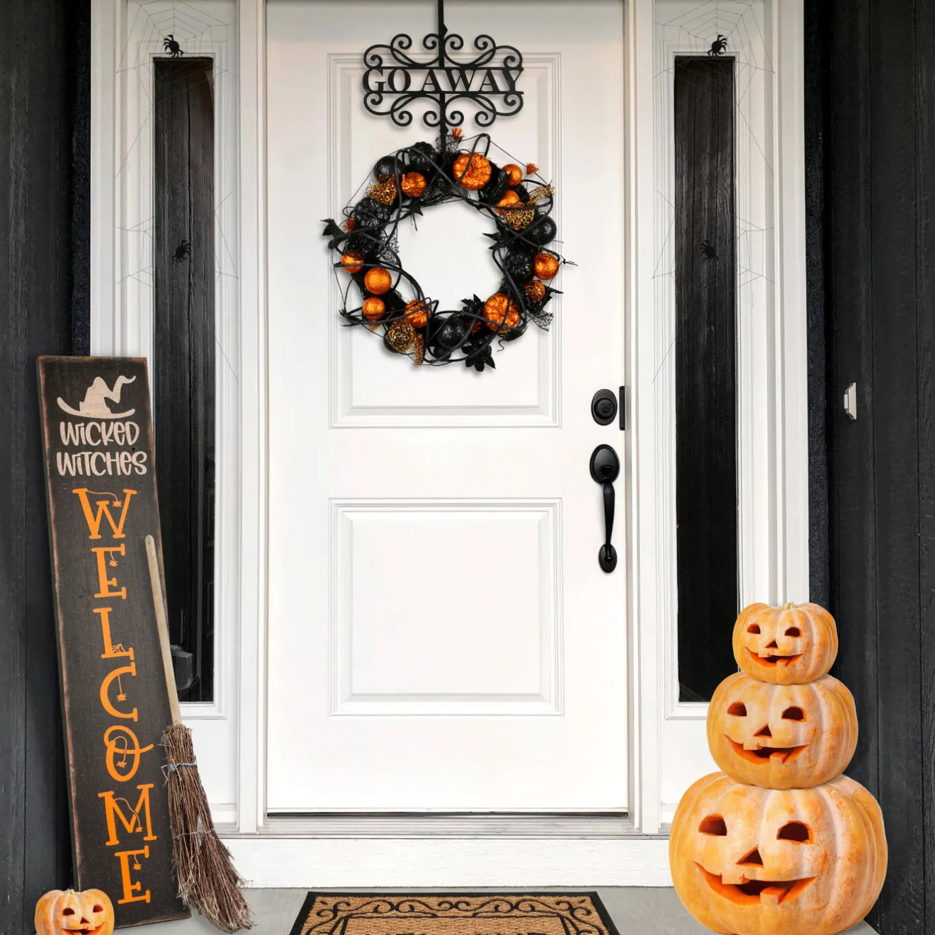 Discount 17 in. Halloween Go Away Metal Wreath Hanger Wreaths
